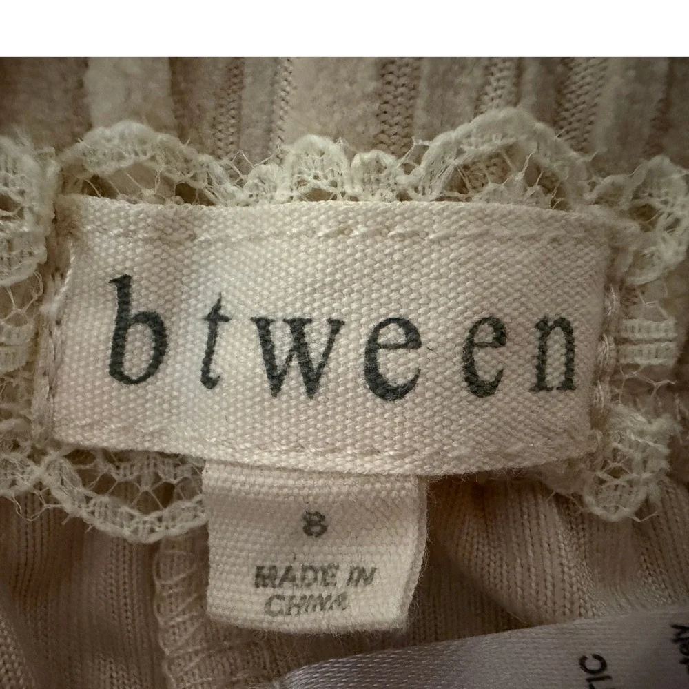 Btween Girls Size 8 Cream Corduroy Wide Leg Sailor Beige Ribbed Trousers 1988